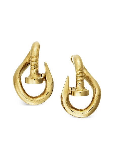  David Webb 18kt Yellow Gold Bent Nail Earrings 