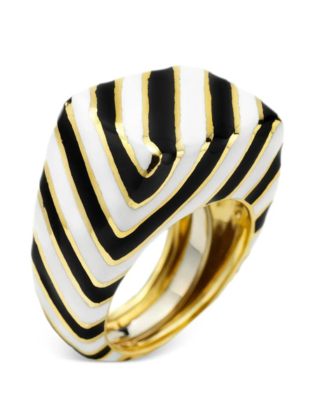  David Webb Striped Ring - Gold 