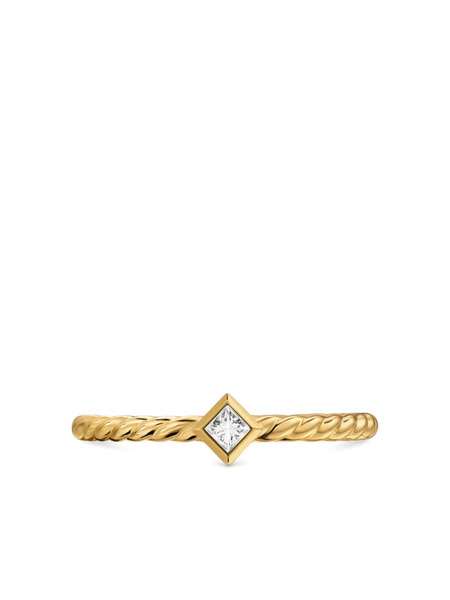  David Yurman 18k Yellow Gold Petite Modern Renaissance Diamond Ring 