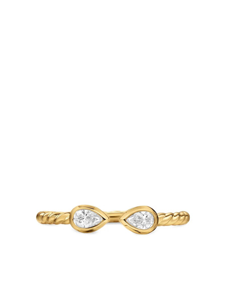  David Yurman 18k Yellow Gold Petite Modern Renaissance Diamond Ring 