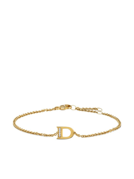  David Yurman 18k Yellow Gold Petite Pavé Initial Diamond Bracelet 