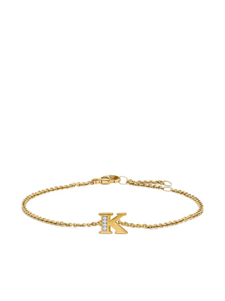  David Yurman 18k Yellow Gold Petite Pavé Initial Diamonds Bracelet 