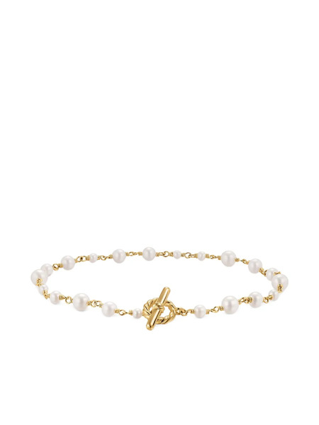 David Yurman 18k Yellow Gold Toggle-chain Pearl Bracelet 