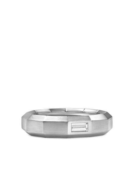  David Yurman 18kt White Gold Faceted Diamond Band Ring (6mm) - Silver 