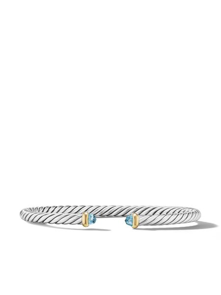  David Yurman 14kt Yellow Gold And Sterling Silver Cable Flex Bracelet (4mm) 