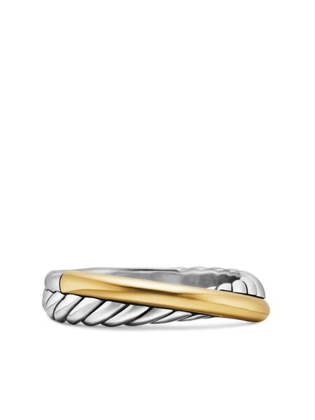  David Yurman 18kt Yellow Gold And Sterling Silver Crossover Band Ring (5.3mm) 