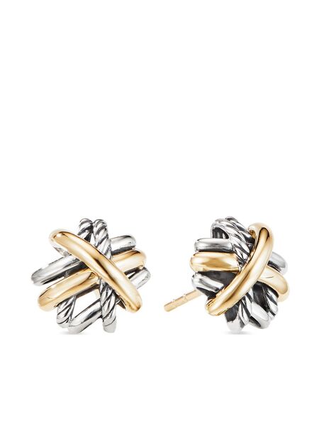  David Yurman 18kt Yellow Gold And Sterling Silver Crossover Stud Earrings (11mm) 