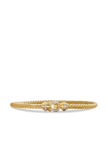  David Yurman 18kt Yellow Gold Buckle Cablespira Diamond Bracelet (3.5mm) 