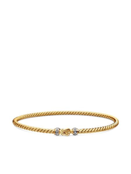  David Yurman 18kt Yellow Gold Buckle Classic Cable Diamond Bracelet (2.6mm) 