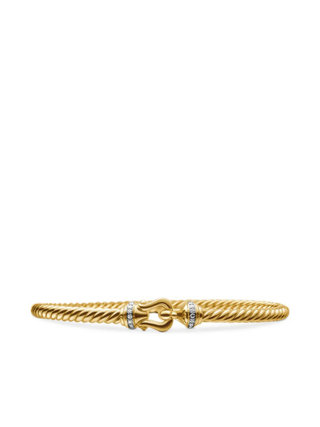  David Yurman 18kt Yellow Gold Cablespira Buckle Diamond Bracelet (3.5mm) 