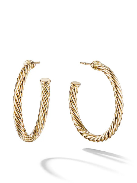  David Yurman 18kt Yellow Gold Cablespira Hoop Earrings 