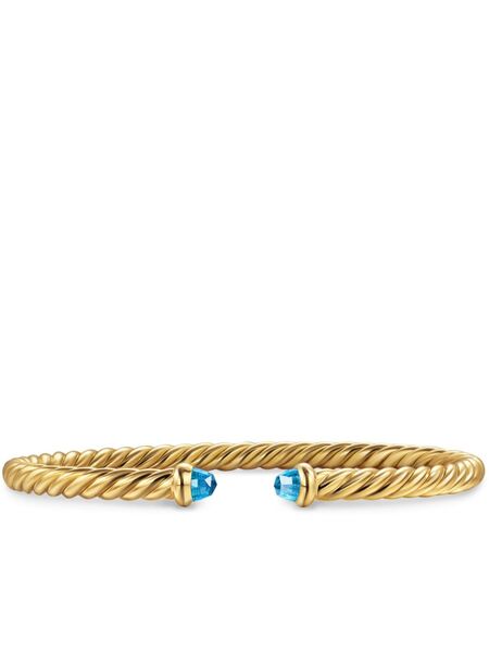  David Yurman 18kt Yellow Gold Cablespira Topaz Cuff 