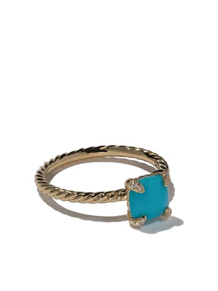  David Yurman 18kt Yellow Gold Châtelaine Turquoise And Diamond Ring (7mm) 