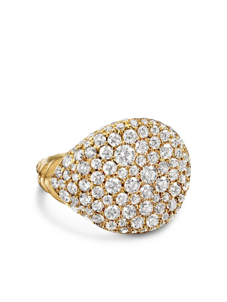 David Yurman 18kt Yellow Gold Chevron Diamond Pinky Ring (13mm) 
