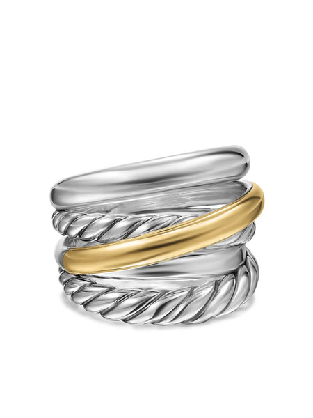  David Yurman 14kt Yellow Gold Crossover Five Row Ring (17.5mm) - Silver 