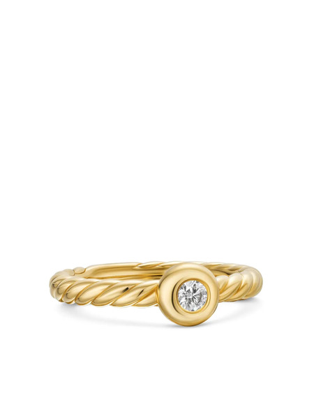  David Yurman 18kt Yellow Gold Petite Cable Diamond Ring (2.8mm) 