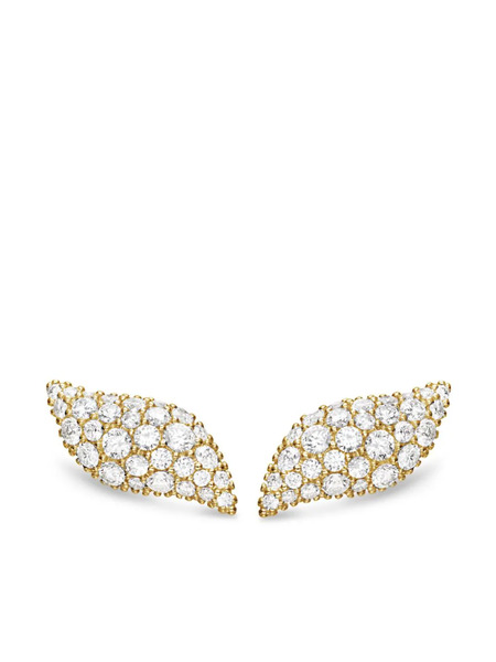  David Yurman 18kt Yellow Gold Petite Flute Diamond Stud Earrings 