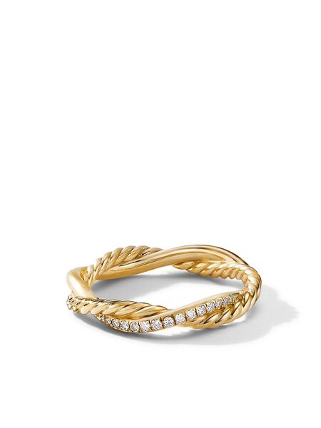 David Yurman 18kt Yellow Gold Petite Infinity Diamond Band Ring (4mm) 