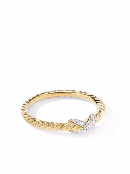  David Yurman 18kt Yellow Gold Petite X Diamond Ring (2.2mm) 