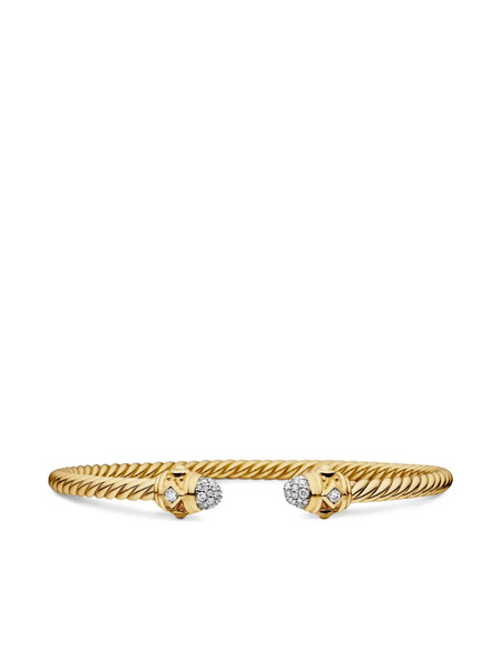  David Yurman 18kt Yellow Gold Renaissance Cablespira Diamond Bracelet (3.5mm) 