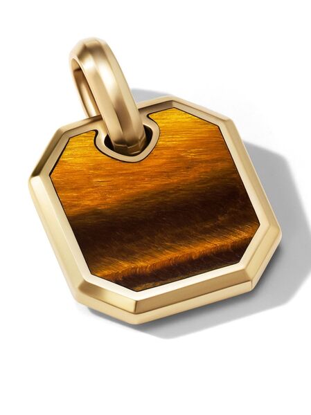  David Yurman 18kt Yellow Gold Roman Tiger Eye Amulet (15mm) - Brown 