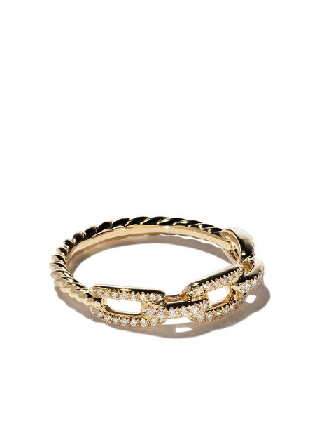  David Yurman 18kt Yellow Gold Stax Chain Link Diamond Ring (4.5mm) 