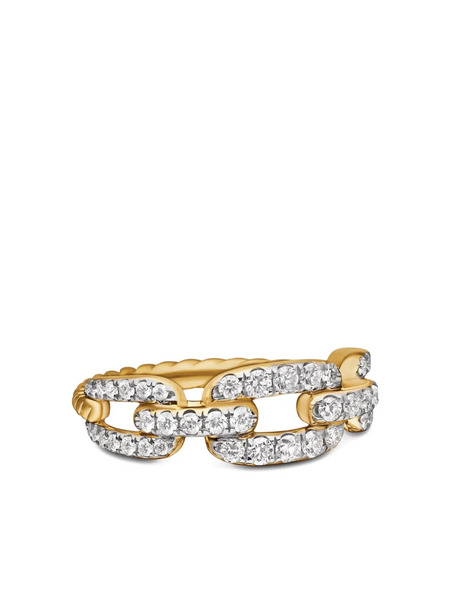  David Yurman 18kt Yellow Gold Stax Chain Link Diamond Ring (7mm) 
