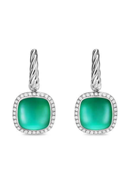  David Yurman Sterling Silver Albion Diamond Drop Earrings 