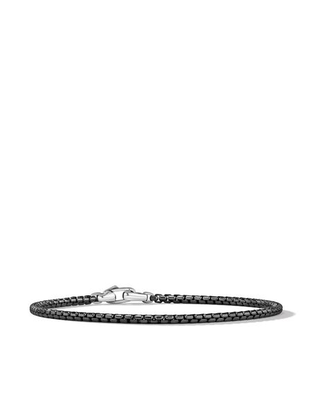  David Yurman Sterling Silver Box Chain Bracelet (2.7mm) - Black 