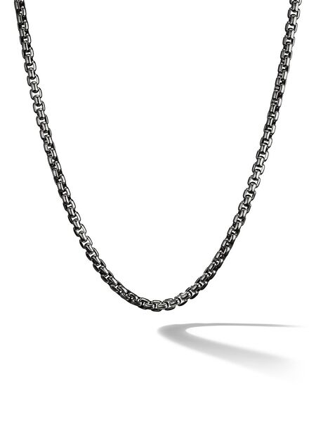  David Yurman Sterling Silver Box Chain Necklace (4.8mm) - Black 