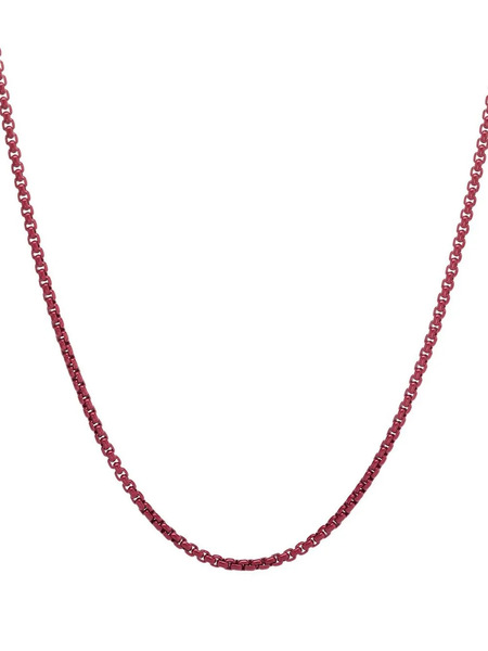  David Yurman Sterling Silver Box Chain Necklace (2.7mm) - Red 