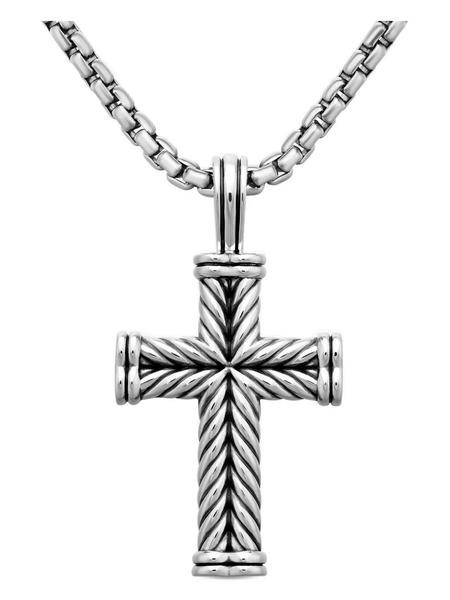  David Yurman Sterling Silver Chevron Cross Pendant 