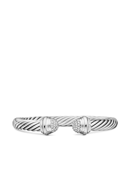  David Yurman Sterling Silver Classic Cable Diamond Bracelet (7mm) 