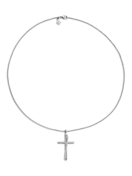  David Yurman Sterling Silver Crossover Cross Diamond Necklace (35.6mm) 