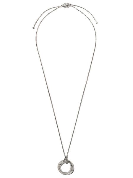  David Yurman Sterling Silver Crossover Diamond Necklace (26mm) 