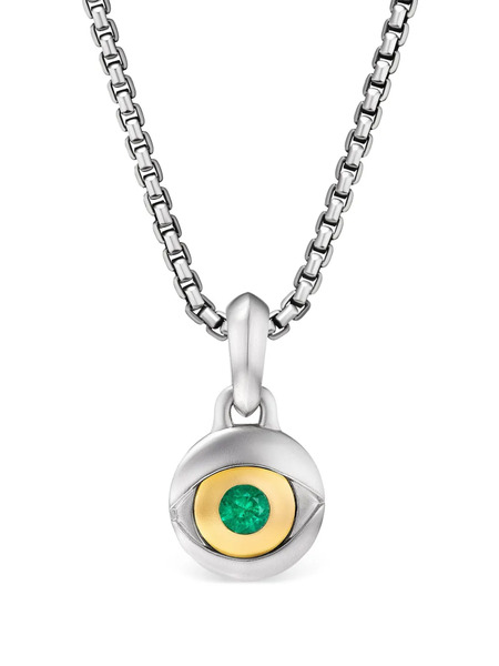  David Yurman Sterling Silver Evil Eye Emerald Amulet (14.5mm) 