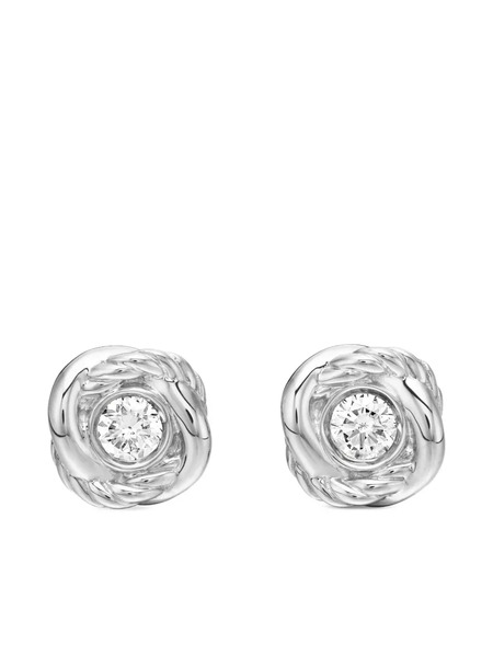  David Yurman Sterling Silver Infinity Diamond Stud Earrings (6.8mm) 