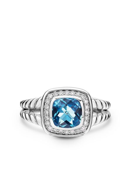  David Yurman Sterling Silver Petite Albion Topaz And Diamond Ring (7mm) 