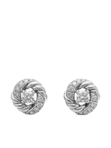  David Yurman Sterling Silver Petite Infinity Diamond Stud Earrings (7.8mm) 