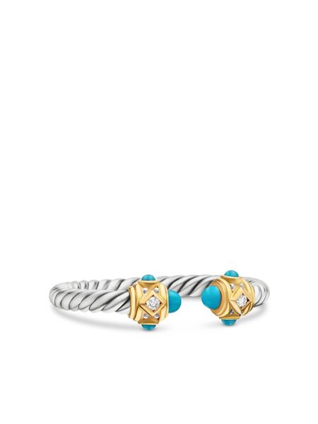  David Yurman Sterling Silver Renaissance Turquoise And Diamond Ring (2.3mm) 