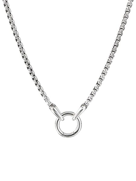  David Yurman Sterling Silver Smooth Amulet Box Chain Necklace (2.7mm) 