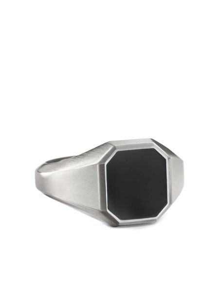  David Yurman Sterling Silver Streamline Onyx Signet Ring (14mm) 