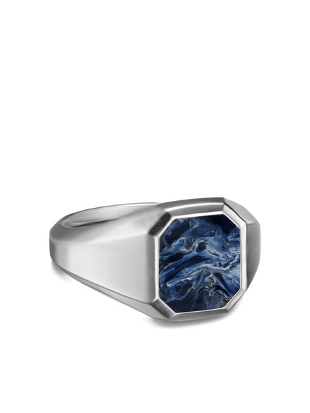  David Yurman Sterling Silver Streamline Pietersite Signet Ring 