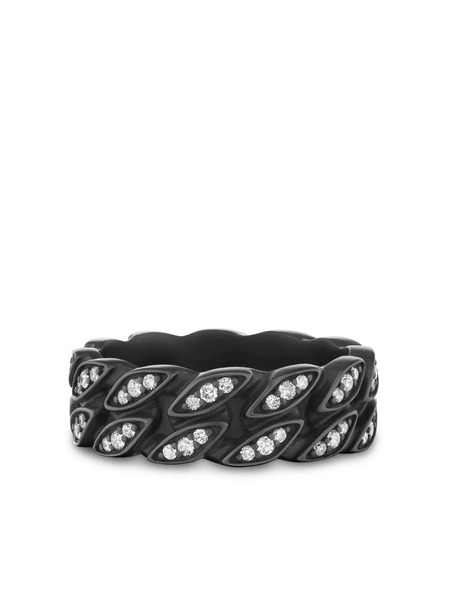  David Yurman Titanium Curb-chain Diamond Ring - Black 