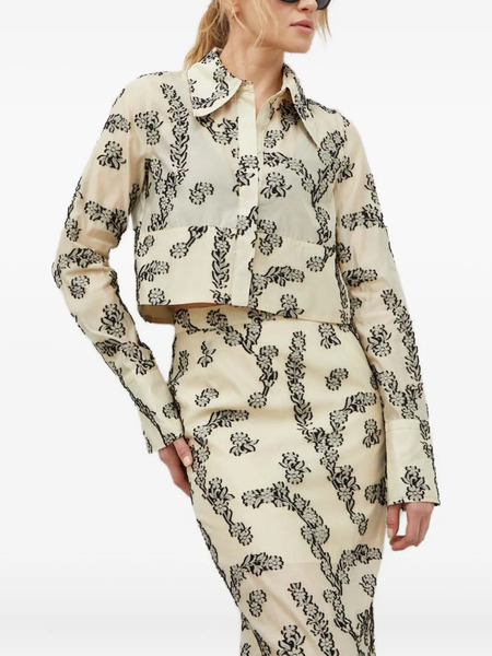  Day Birger Et Mikkelsen Floral Cropped Blouse - Neutrals 
