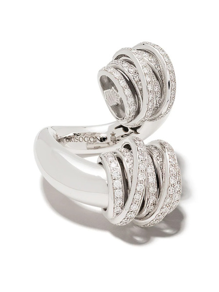  De Grisogono 18kt White Gold Coil Diamond Ring - Silver 