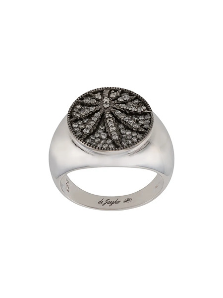  De Jaegher Silver Crystal Leaves Ring - Metallic 