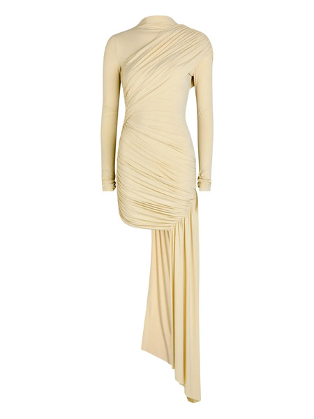  De La Vali Ravel Draped Long-sleeve Mini Dress - Neutrals 