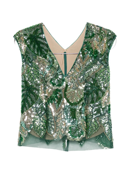  De Santis Sequin Embellished V-neck Top - Green 