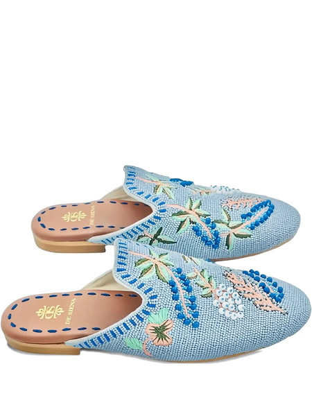  De Siena Shoes Beaded Floral Trainers - Blue 